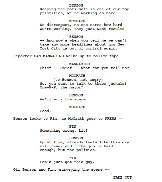 SVUWritersRoom's tweet photo. #SVU #ScriptSpoiler Benson and Fin work the scene, McGrath works the jackals, and @DanMannarino works the beat. #EighteenWheelsAPredator airs tonight @ 9/8c on @nbc π΅οΈπ https://t.co/Gw8QNoyEeC