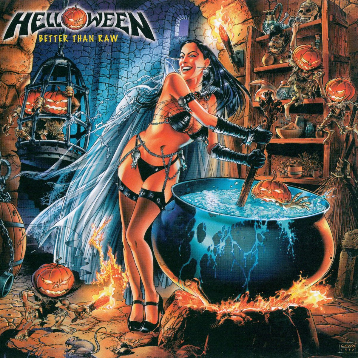 ThisDayInMETAL's tweet photo. Apr 14th 1998 #Helloween released the album "Better Than Raw" #ICan #HeyLord #DontSpitOnMyMind #Revelation #Time #PowerMetal 

Did you know...
The cover was inspired by The Smurfs, with Gargamel changed for the witch and the Smurfs for pumpkins. https://t.co/wLb4C3kTgV