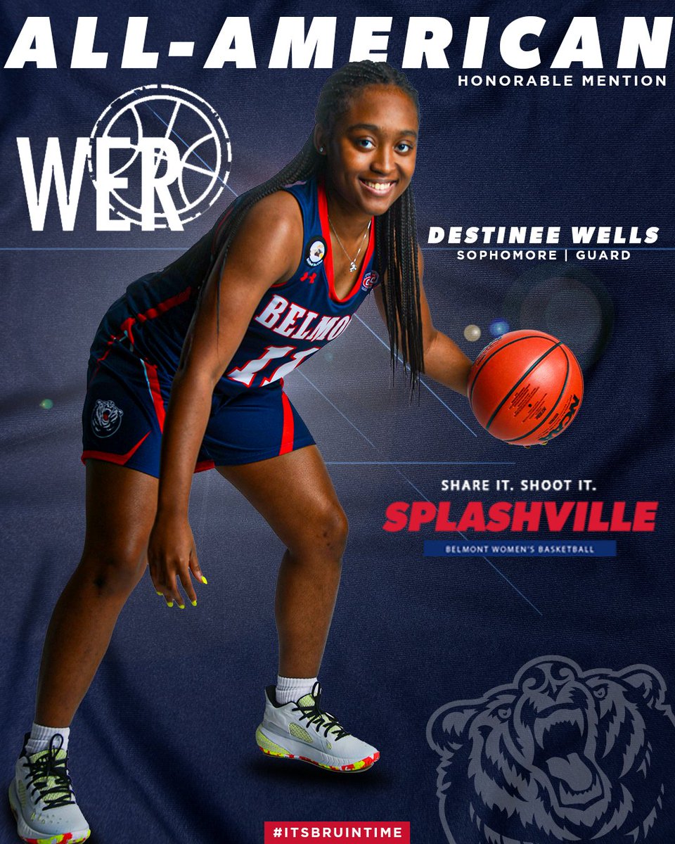BelmontWBB's tweet photo. 🄰🄻🄻-🄰🄼🄴🅁🄸🄲🄰🄽 status for sophomore guard @DestineeWells1‼ 🐻🏀

📰 🔗 https://t.co/QN1pGZyjl1

#ItsBruinTime | #Splashville https://t.co/sjVxotcc0B