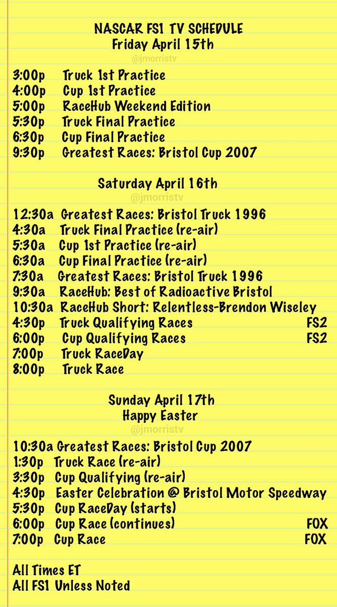 John Morris NASCAR TV Schedule for this weekend
