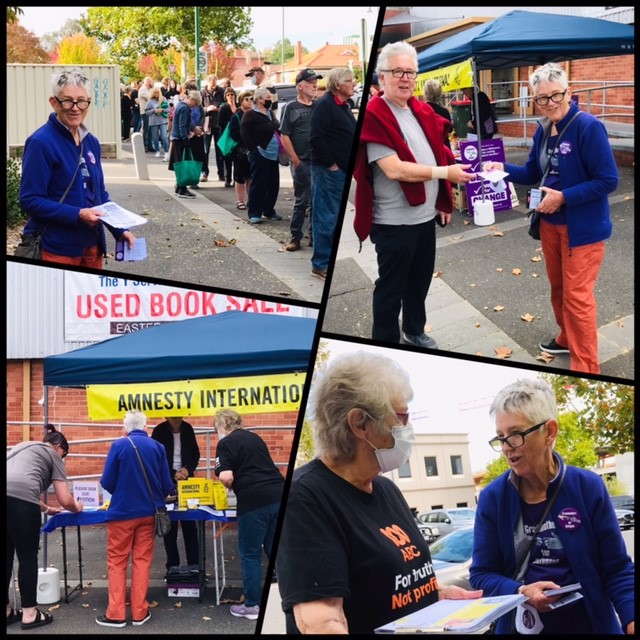 gmothers_adrc's tweet photo. Grandmothers for #Refugees are everywhere these days! Here they are at the #Bendigo Easter Book Fair. #releasedbutnotfree #voteforbetter #voteforchange https://t.co/Sjz279jxrB
