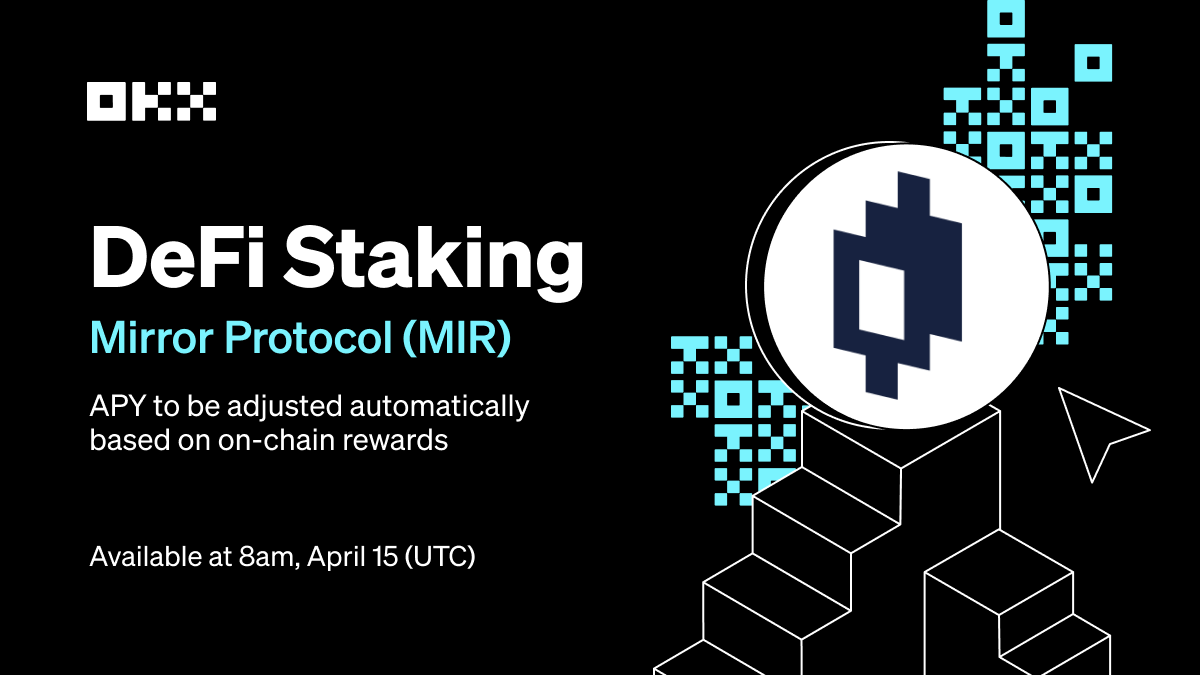 ♾️ <a href="/Okx/">OKX</a> is pleased to announce the launch of $MIR #DeFi staking onits  #Earn platform on Apr. 15th, 2022

♾️ Users will be able to stake <a href="/Mirror_protocol/">Mirror Protocol</a> $MIR token with a few clicks and earn yield in return

🔽 INFO
okx.com/support/hc/en-…
#DeFi #Definews