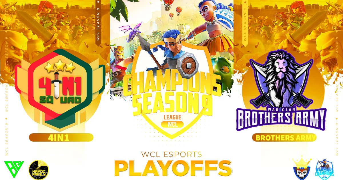 🛡Se viene los PO de <a href="/wcl_warriors/">WARRIORS CHAMPIONS LEAGUE</a> 😍

<a href="/4in1_COC/">4 in 1</a> 🆚 <a href="/BrothersArmyCOC/">Brothers Army COC</a> 

🔰Los esperamos hoy viernes 15, a las 1 Pm MEX/ 3PM Arg para disfrutar de este enfrentamiento de lujo!! Quién pasará a la siguiente ronda??🤩