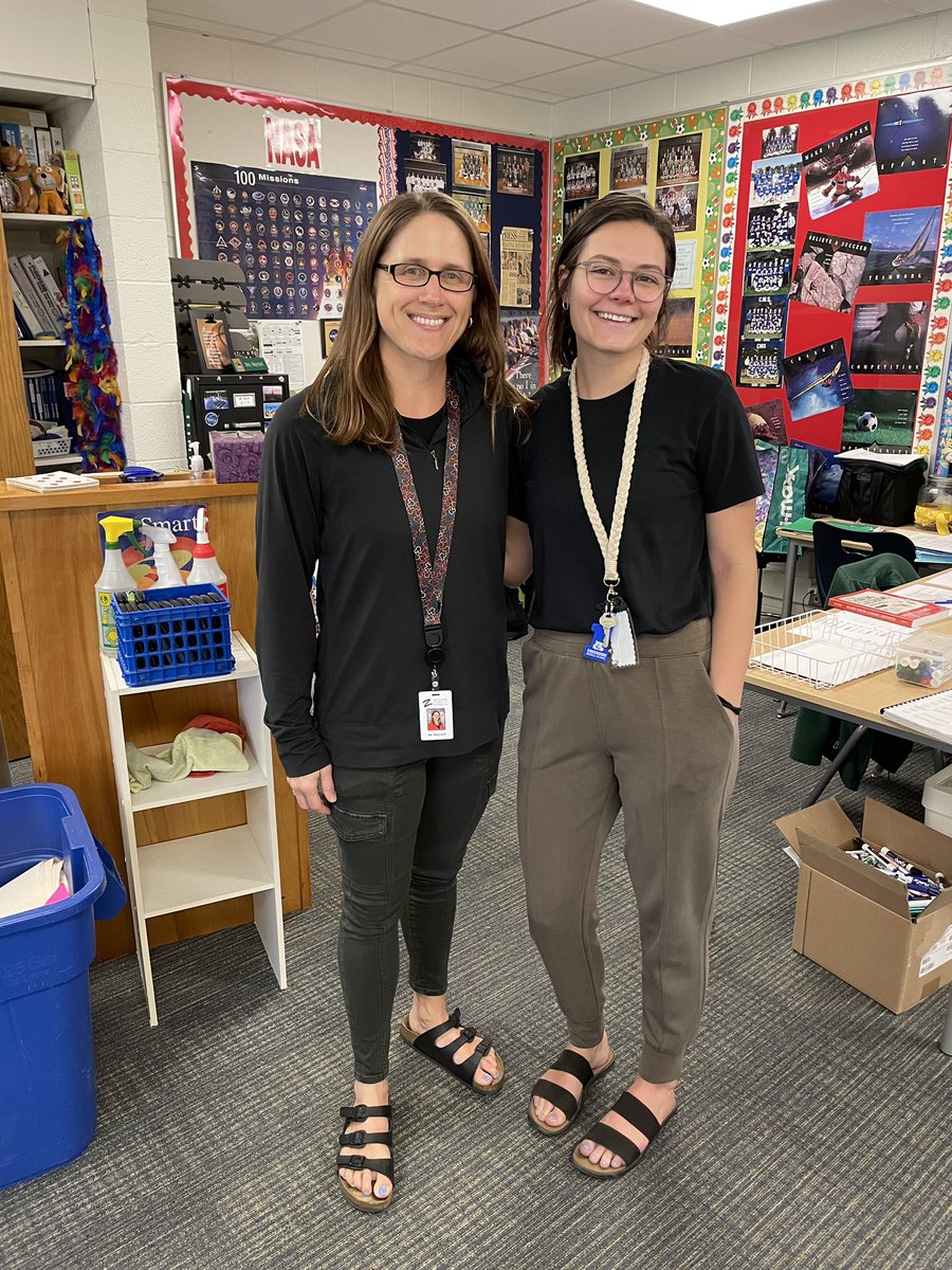 tmaynard5's tweet photo. When you and your student teacher dress exactly alike - you know it’s been an awesome semester! @misstrpstr @GVSUmath #miched #machat #flipclasschat #mtbos @Creekside_MS @zeelandschools https://t.co/JzCEqcBbVC