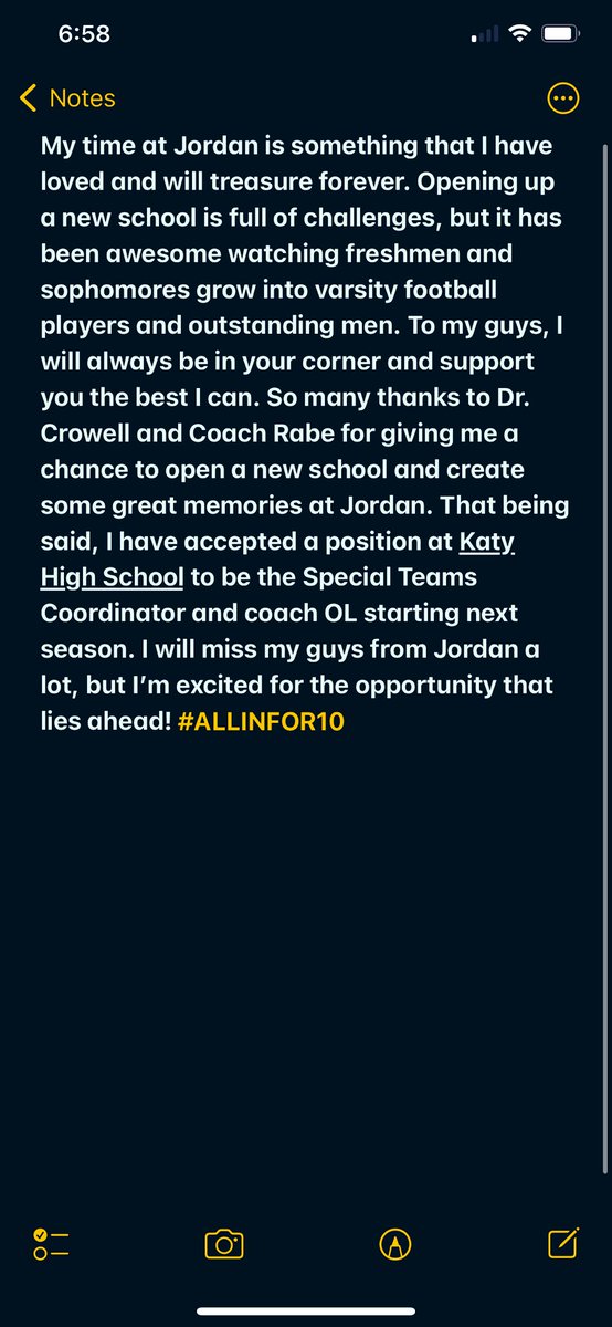 CoachTyCarter's tweet photo. I have loved Jordan HS as my home, and opening it is an amazing memory I’ll never forget. But I am excited for the memories that are ahead for me and my family at Katy! https://t.co/oveeGY1LzN