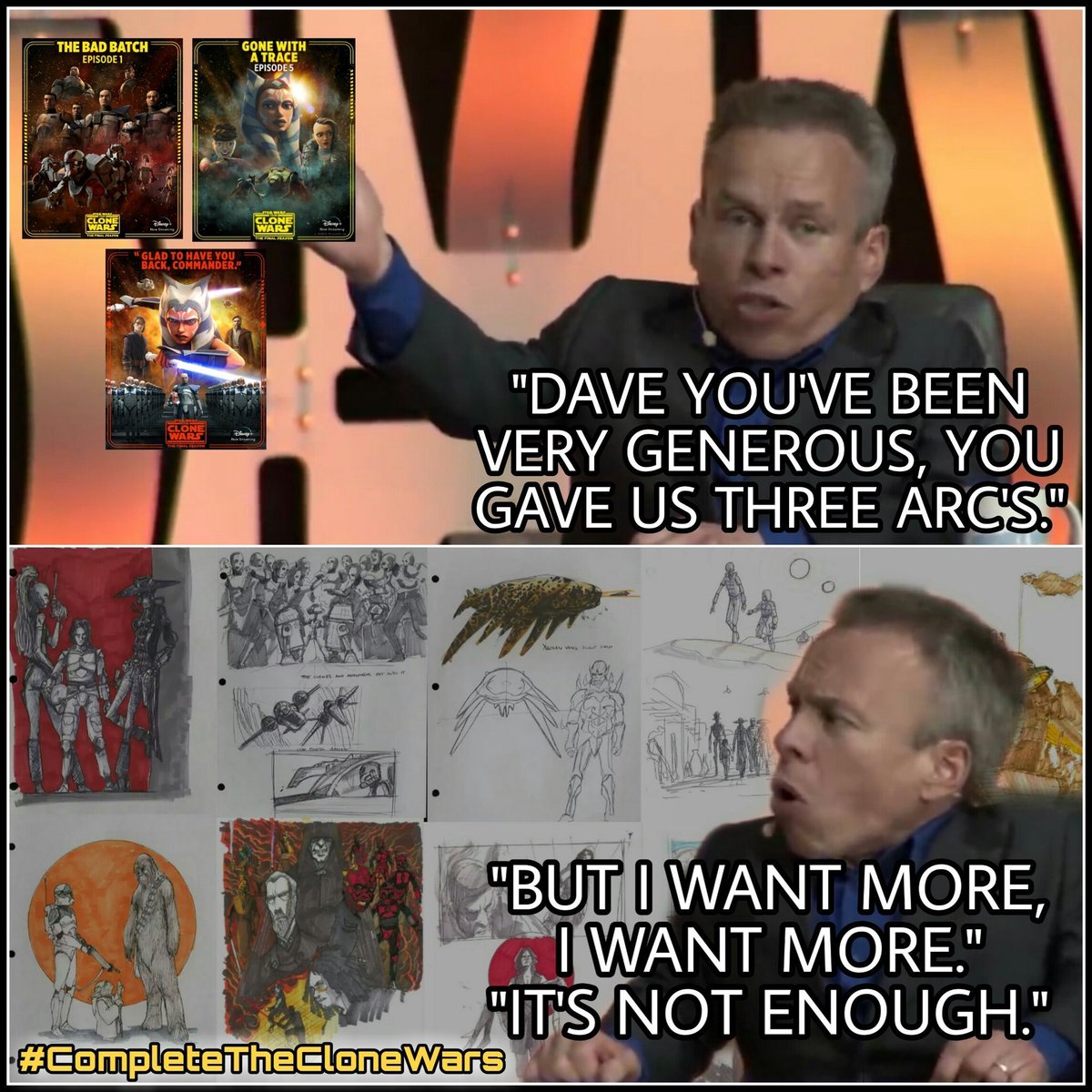 Vandicoup's tweet photo. Crazy how S7 of #StarWars: #TheCloneWars only lasted a mere 2 and a 1/2 months and yet there's still 2 and a 1/2 YEARS worth of first draft SCRIPTS left in limbo at the Lucasfilm vault.

Please, @dave_filoni!
#CompleteTheCloneWars!! 

#MoreAnimatedStarWars!
#AnimateSonofDathomir! https://t.co/kZooimoRsT