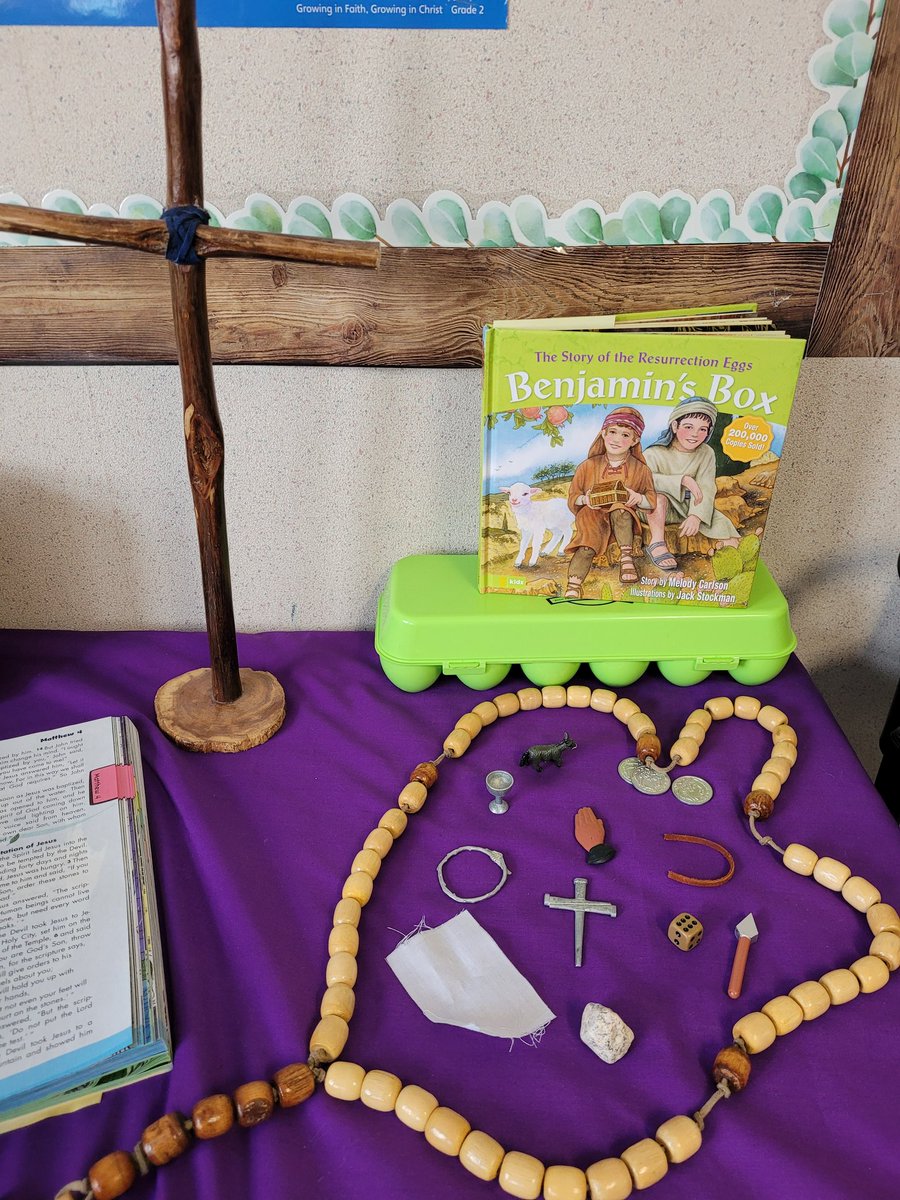 To tell the story of Easter we used #resurrectioneggs and the story #benjaminsbox with my gr 2s. My Ss loved seeing what surprise was in each egg! They can hardly wait in anticipation of what they will find in egg 12 after Easter! <a href="/MCS_EICS/">Madonna Catholic School</a> @EICSfaith_well #calledtomore