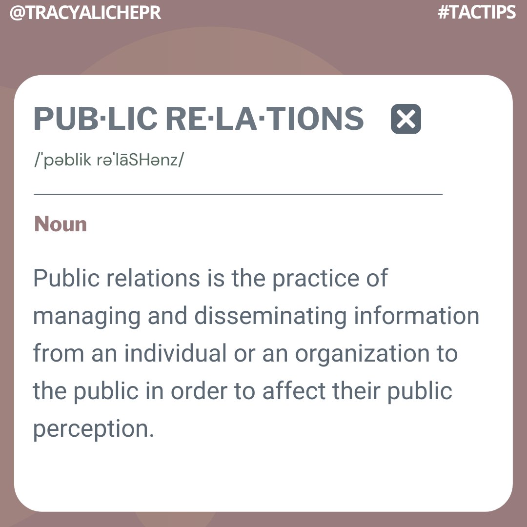 TracyAlichePR's tweet photo. PR Defined!
Periodically, we'll share the meaning of common terms & jargon used in the PR industry - but in an easy-to-understand way.
Public relations is sometimes confused with marketing or advertising...SWIPE for its meaning.
#PRDefined #Publicist #TACtips #PublicRelations https://t.co/Q6onY2wK5v