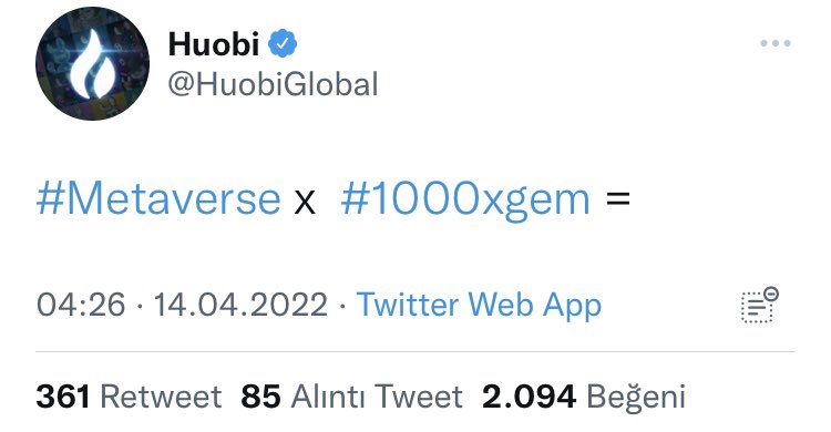 metehanverse's tweet photo. #huobi borsası resmî hesabının attığı tweeti bakınız. 1.000x gem diye bir koini işaret ediyor. Yarın da #KuCoin ya da #okex buna yakın paylaşım yaparsa artık tam olarak #Hamstercoin olduğundan emin olacağım. Artık ip uçlarımız bizi sonuca ulaştırsın💪🐹🐹💪 https://t.co/RiZU15A5i6