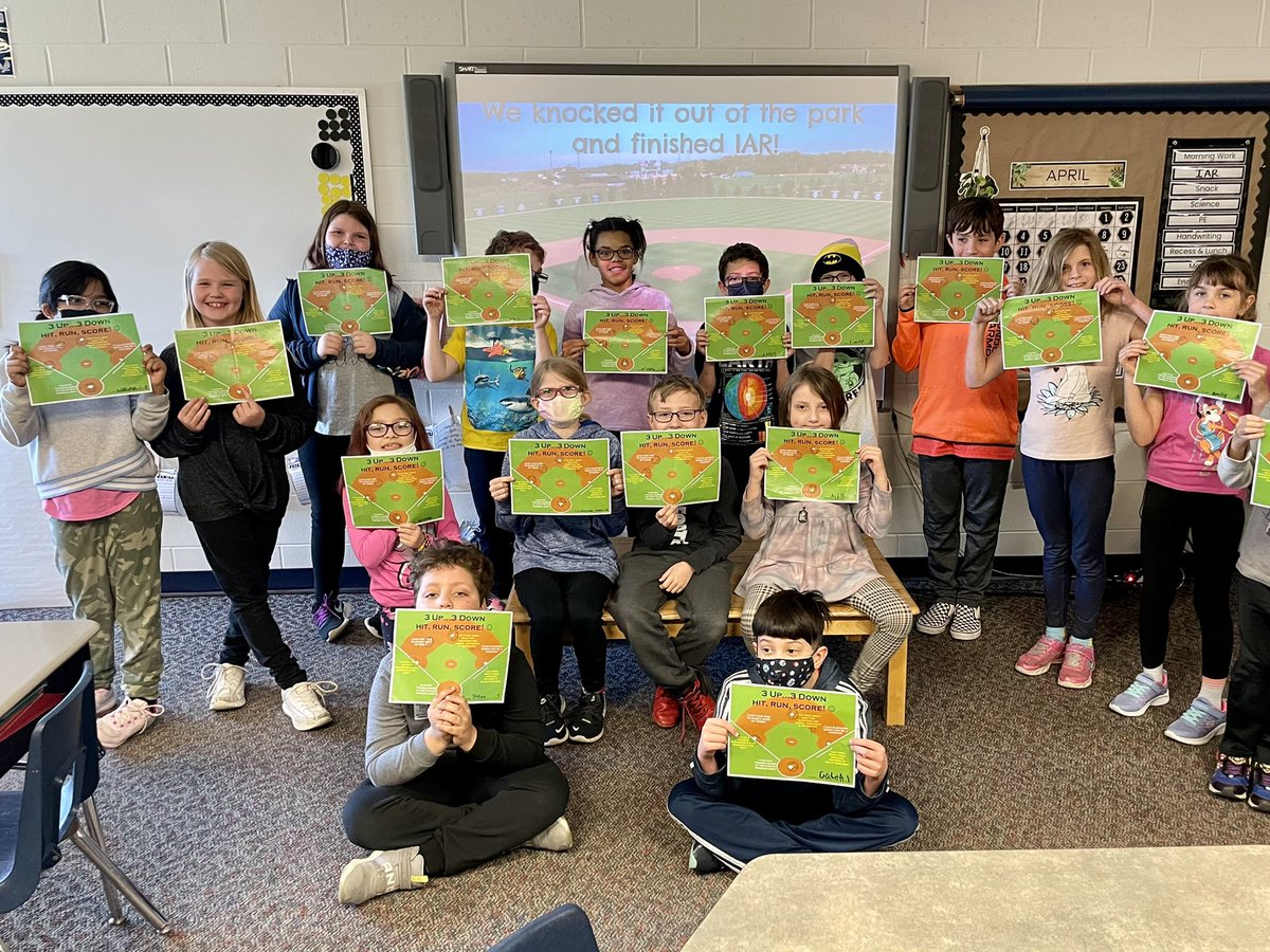 PVWollberg's tweet photo. With each day of IAR, we made it a little further around the bases on our softball diamonds🥎. Today we made it home and were rewarded with a treat from 1st grade and our very own World Series Rings…we knocked IAR out of the park! #pvpride #oneD46 #donetesting #3rdgrade https://t.co/8NNAfDuwEZ