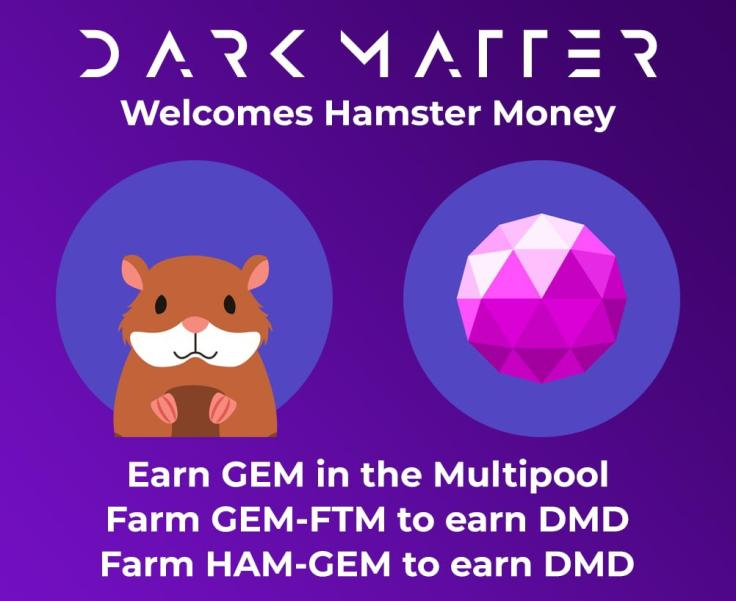 HamstersOfFTM's tweet photo. A new partnership has landed w/ @darkmatterdefi! This collab will bring more stability to the ecosystem &amp; extra utility to both $GEM and $HAM

Pools go live April 15th, 8pm UTC 🐹
👨‍🌾 https://t.co/uojMNEfW54

#YieldFarming #tombfork #HnO #FTM #DeFi #Cryptos #staking #Fantom $DMD https://t.co/CQorf4ykha