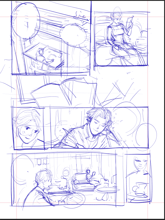 looking through my old art folder... man I made so many sylvgrids early last year?
this is how I thumbnail my pages. Maybe I should come back and revise this? there are things I would do differently now that I am more experienced and better
1/2 