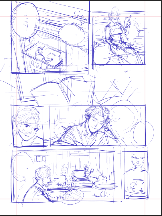 looking through my old art folder... man I made so many sylvgrids early last year?
this is how I thumbnail my pages. Maybe I should come back and revise this? there are things I would do differently now that I am more experienced and better
1/2
