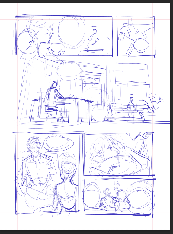 looking through my old art folder... man I made so many sylvgrids early last year?
this is how I thumbnail my pages. Maybe I should come back and revise this? there are things I would do differently now that I am more experienced and better
1/2