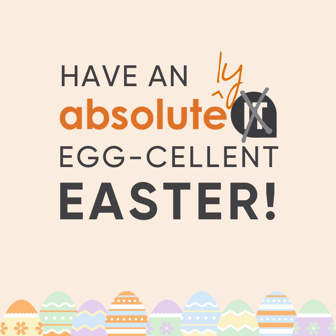 We hope you have an absolutely egg-cellent Easter! 😂 From the team here at Absolute IT 🐣

#easter #longweekend #badpuns