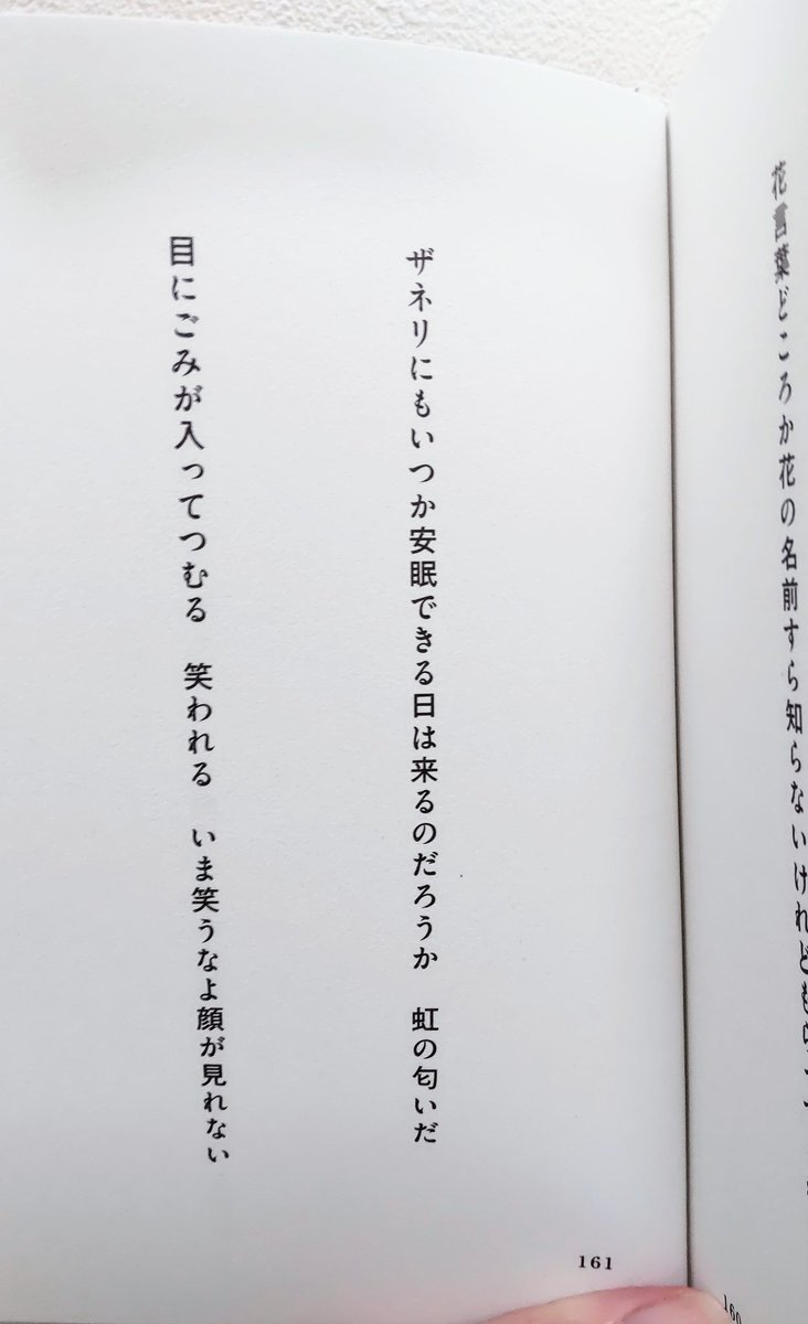 岡本真帆先生の「水上バス浅草行き」すごくすごく良かった…!🦢🦢くすっと笑える短歌もあればしんみりしちゃう短歌もあって。
"ザネリにもいつか安眠できる日は来るのだろうか 虹の匂いだ"
好きだなぁ。雨の匂いとか川の匂いとかじゃなくて虹の匂いとしているとこに希望を感じたい。 