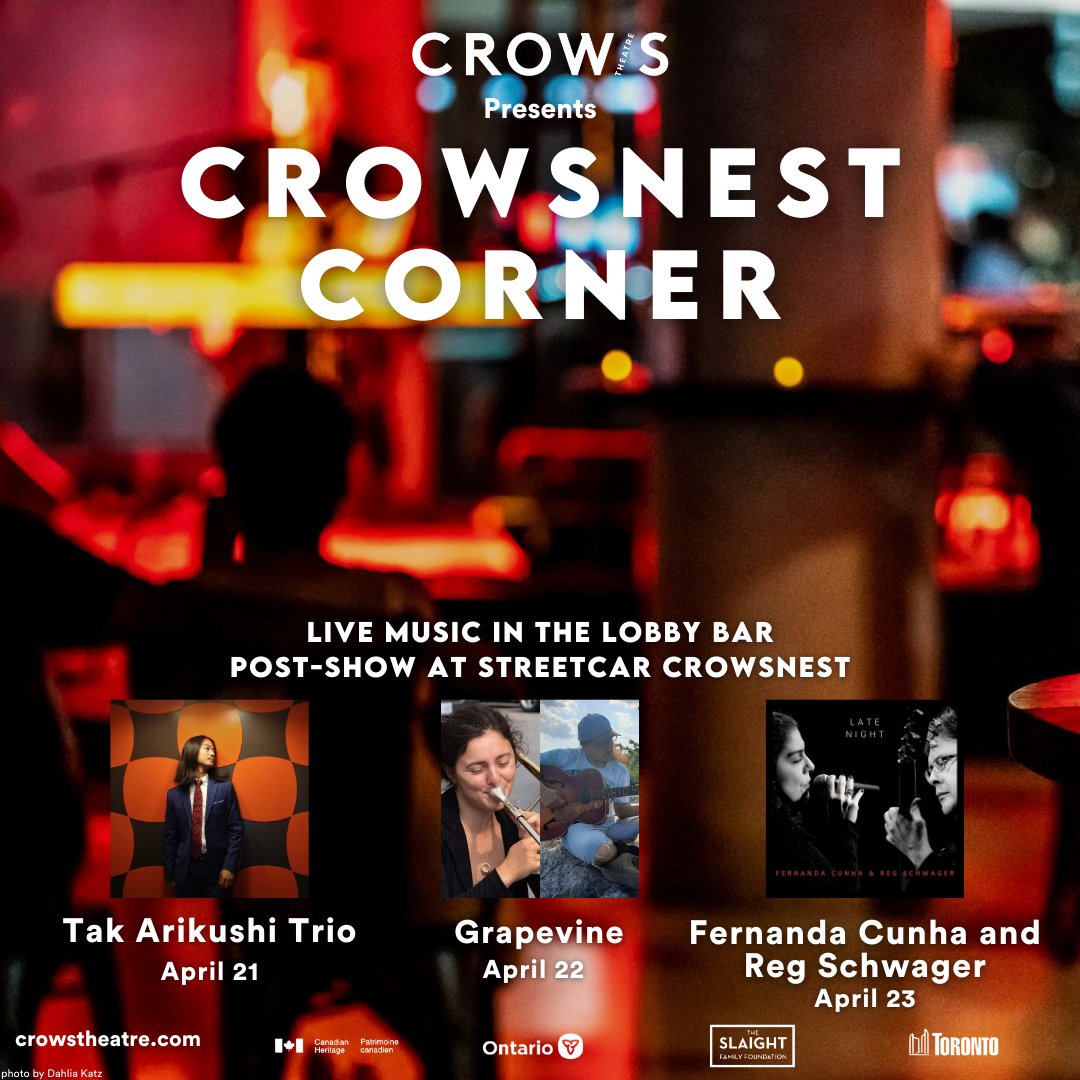 Very excited to be back at <a href="/crowstheatre/">Crow's Theatre</a> for another round of Crowsnest Corner! Stop by on April 21st to see me perform with my trio at 9:45pm #torontolivemusic