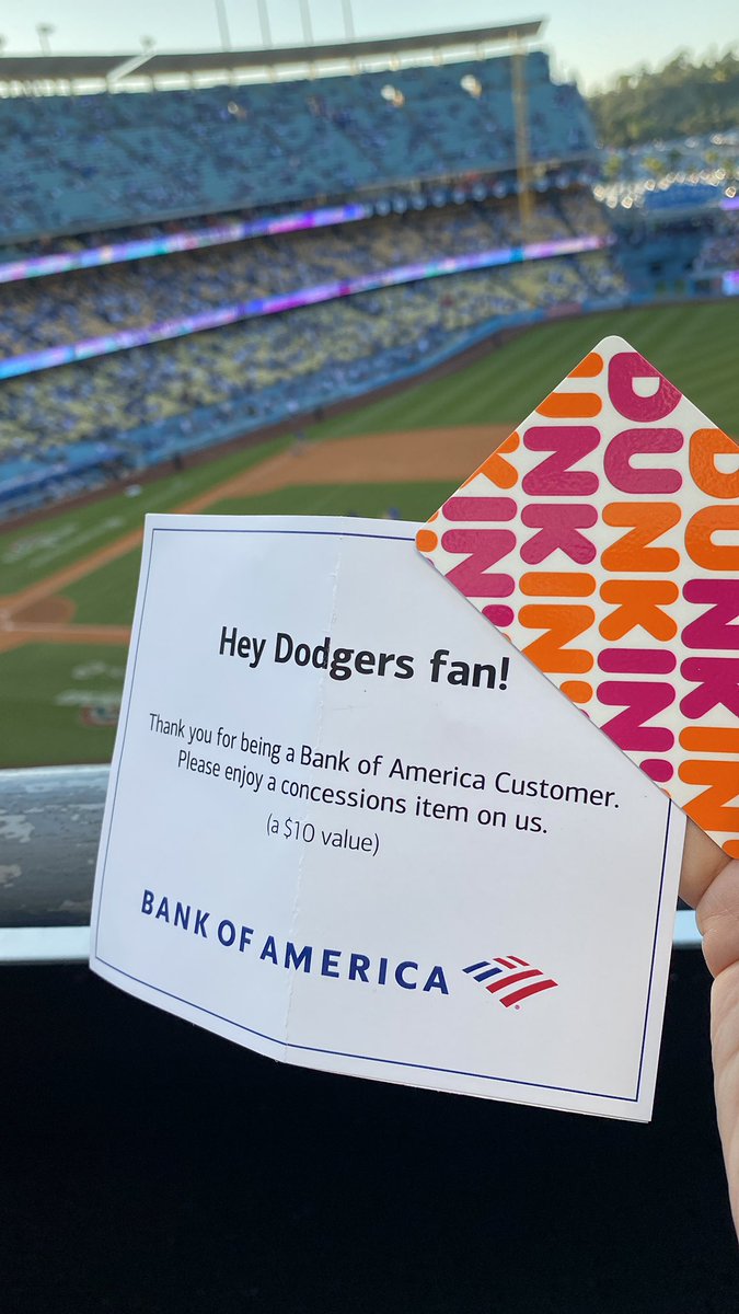 dodgerblue1112's tweet photo. Thank you @dunkindonuts @BankofAmerica GO DODGERS 💙⚾️ https://t.co/Bj0V6PTFfG