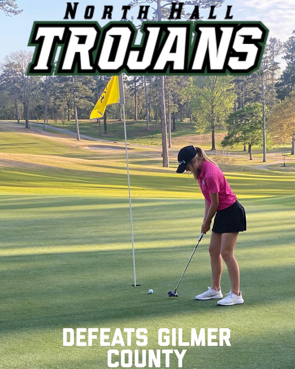 NTHGirlsGolf's tweet photo. Lady Trojans defeated Gilmer County 140 -161 at Chattahoochee Golf Course. Lillie Mallis led North Hall with a 42. MaKayla Jones had a 43. #gotrogans @NTH_Athletics https://t.co/1K9MjBeNHw
