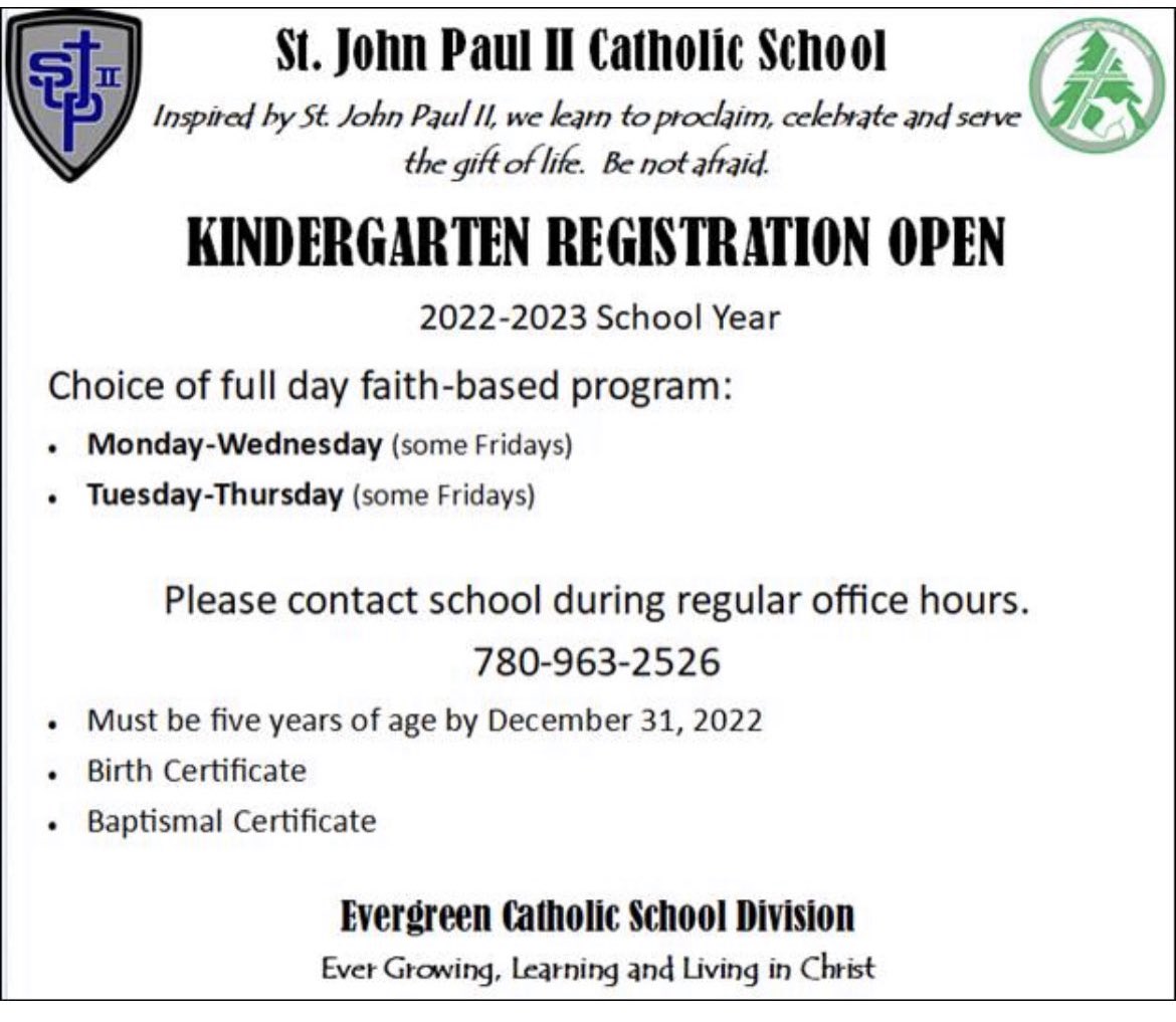 We are excited to have an Open House for our Kindergarten program and registrations for the fall!
On the evening of Wednesday, April 20, we will have sessions beginning at 5:30 and 6:30.