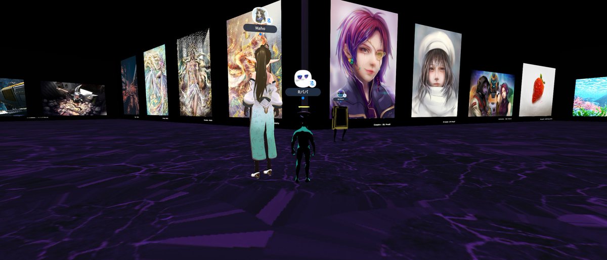 Rpapa_coin's tweet photo. その後お二方は #SymbolHUB に移動し
各々の作品の前で記念撮影をするのでありました😎
最後はちゃっかり自分も写りこんでバックショットの記念写真😊
#Symbol #cluster #NFTDrive #COMSA https://t.co/KIOtd5w5n9