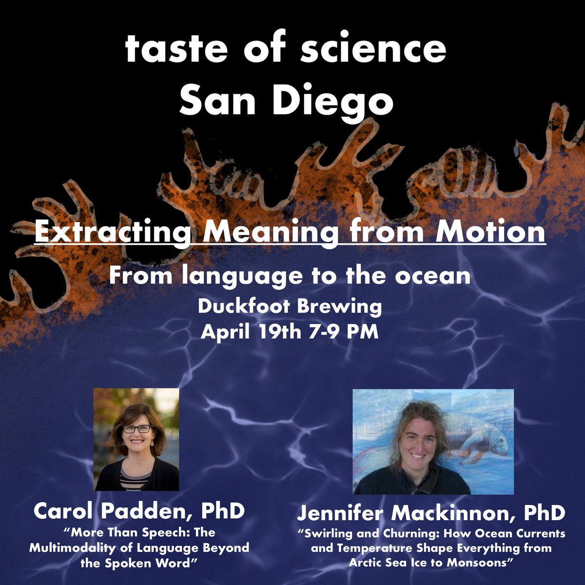 Our first event of the year is coming up next Tuesday, the 19th, at Duckfoot Brewing. Come hear about sign language and ocean physics while sipping beer and polishing your trivia skills! Tickets available on our website. 🤟🌊🍻
