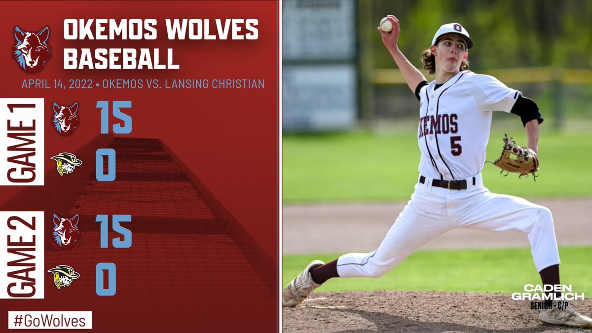 BaseballOkemos's tweet photo. The Wolves win both games of the home opener vs. the Pilgrims of Lansing Christian to start 2-0 on the season!  

Okemos begins CAAC-Blue league play this coming Monday at home vs. @eltrojans!
@AudreyDahlgren @Nick__Mantas @brian_calloway  @kellanbuddy @unclefred6 

#GoWolves https://t.co/FYM6c1kScV