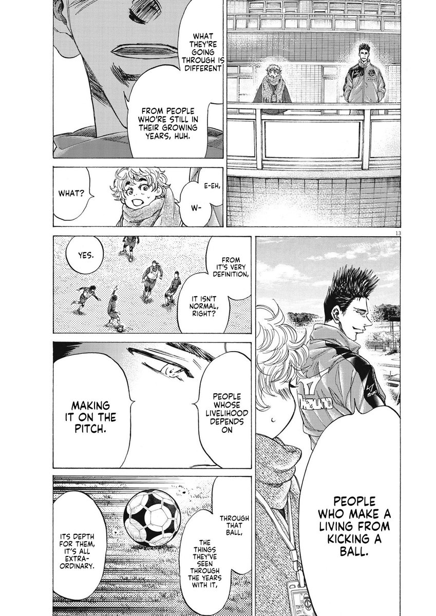 caught up to the ao ashi chapters. i love this new arc and how it gives us a new perspective on what it takes to be a pro. it was never going to be an easy feat for ashito to adjust to such experienced players. kuribayashi sums up the circumstances so perfectly.