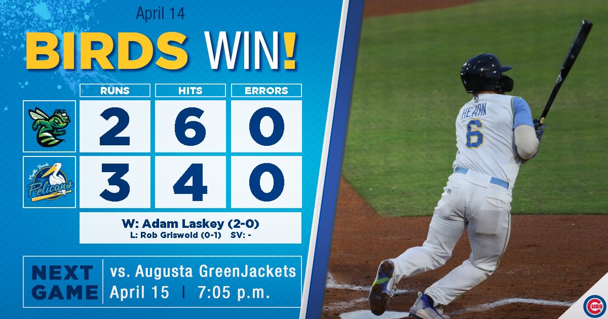We love walk-offs.

Ethan Hearn hits the second walk-off single this week.

Let’s do it again tomorrow. #MBPelicans