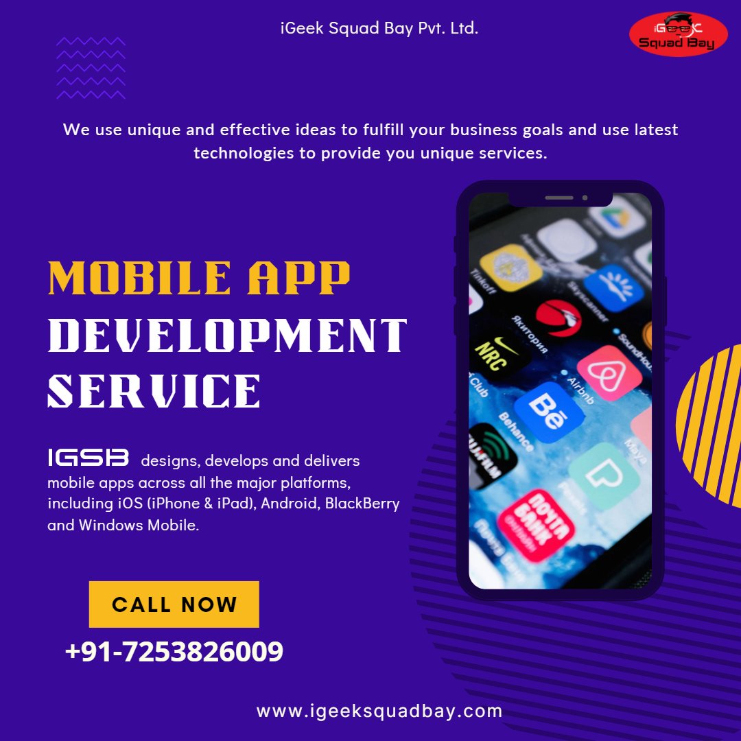 IgeekB's tweet photo. MOBILE APP DEVELOPMENT SERVICE

We Use unique and effective ideas to fulfill your business goals and use latest technologies to provide you unique services.
Call Now +91-7253826009 To Get Quote.
.
.
#appdesigner #appdesign #appdeveloper 

https://t.co/vc8Q20UoeM https://t.co/3MFdYq5E2P