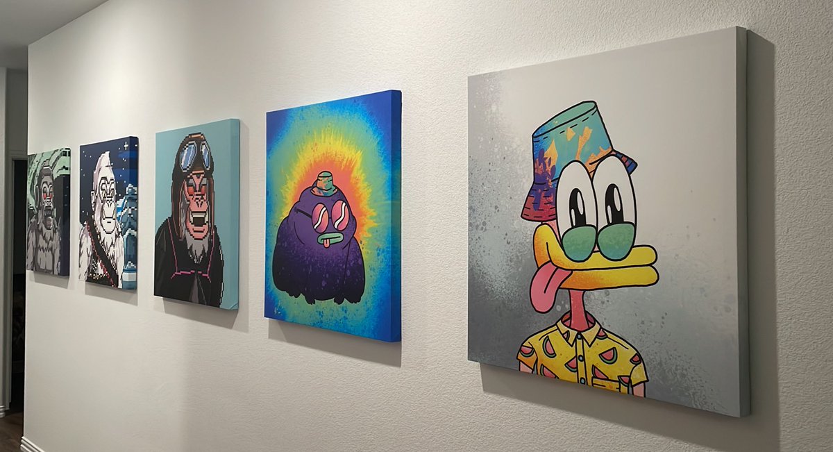 internethokage's tweet photo. Definitely my favorite wall in the house @RealSupDucks @SpaceYetisNFT #NFTs #wallart https://t.co/1TBBWMTChQ