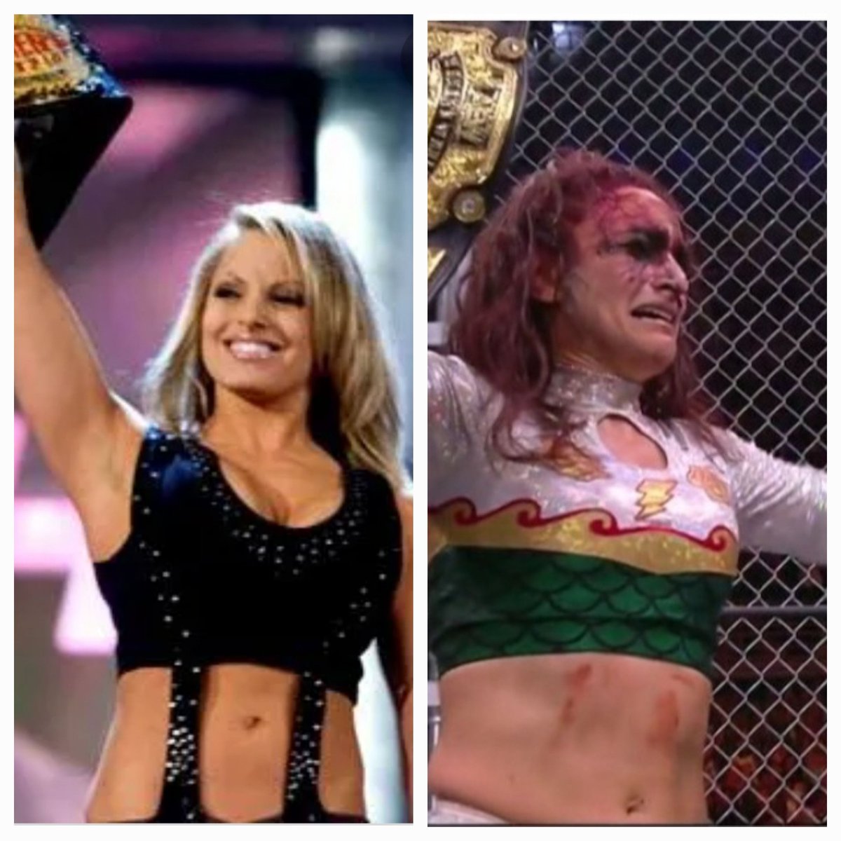 New feud alert: thunder Rosa just dethrone brit baker  in brutal cage  match. But then trish stratus  has appeared  on ramp.  And wants the frist shot at the champ at aew double or nothing. #trishstratus #thunderrosa https://t.co/uDr5pEZCC1