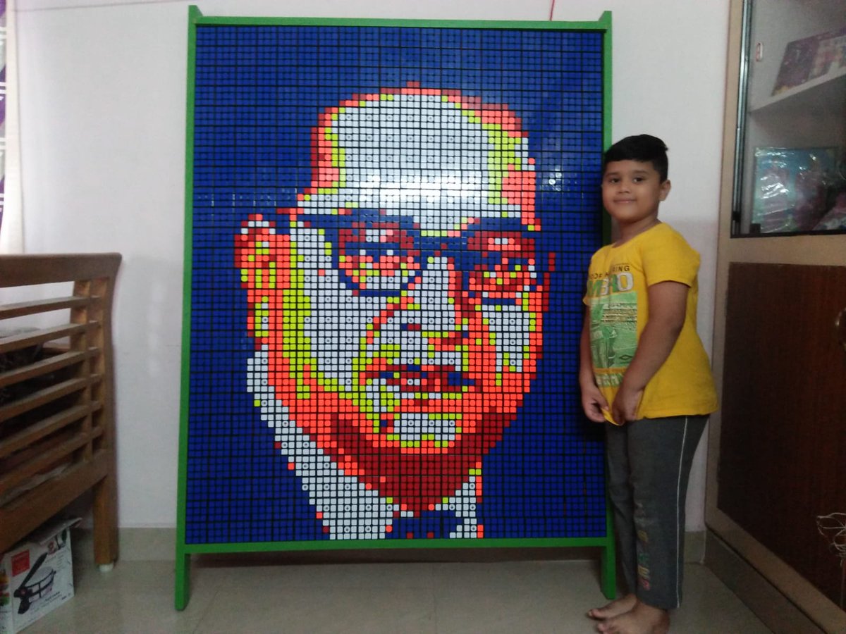PhysioSarathi's tweet photo. My Son got appreciation from the Leader Annan THOL.THIRUMAVALAVAN MP,for framing a DR.BABASAHEB AMBETHKER Portrait in 500 RUBIK'S CUBE... #saisiddharth
#AmbedkarJayanti
@thirumaofficial @beemji @mari_selvaraj @Udhaystalin @CMOTamilnadu https://t.co/8MH580g7oU