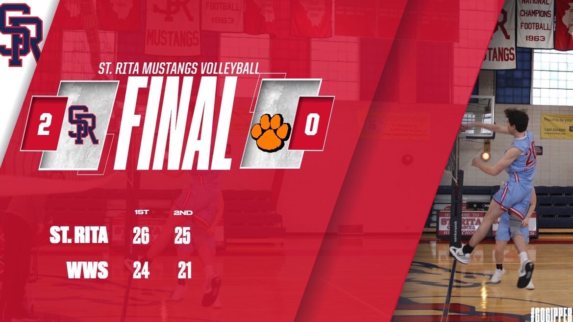 StRita_VB's tweet photo. Mustangs (10-3) take down Minooka to move into the Gold bracket! Quarterfinal matchup will be against defending State Champs Glenbrook North Saturday at 9am!!! #SRVB https://t.co/7HS2U0XUVn