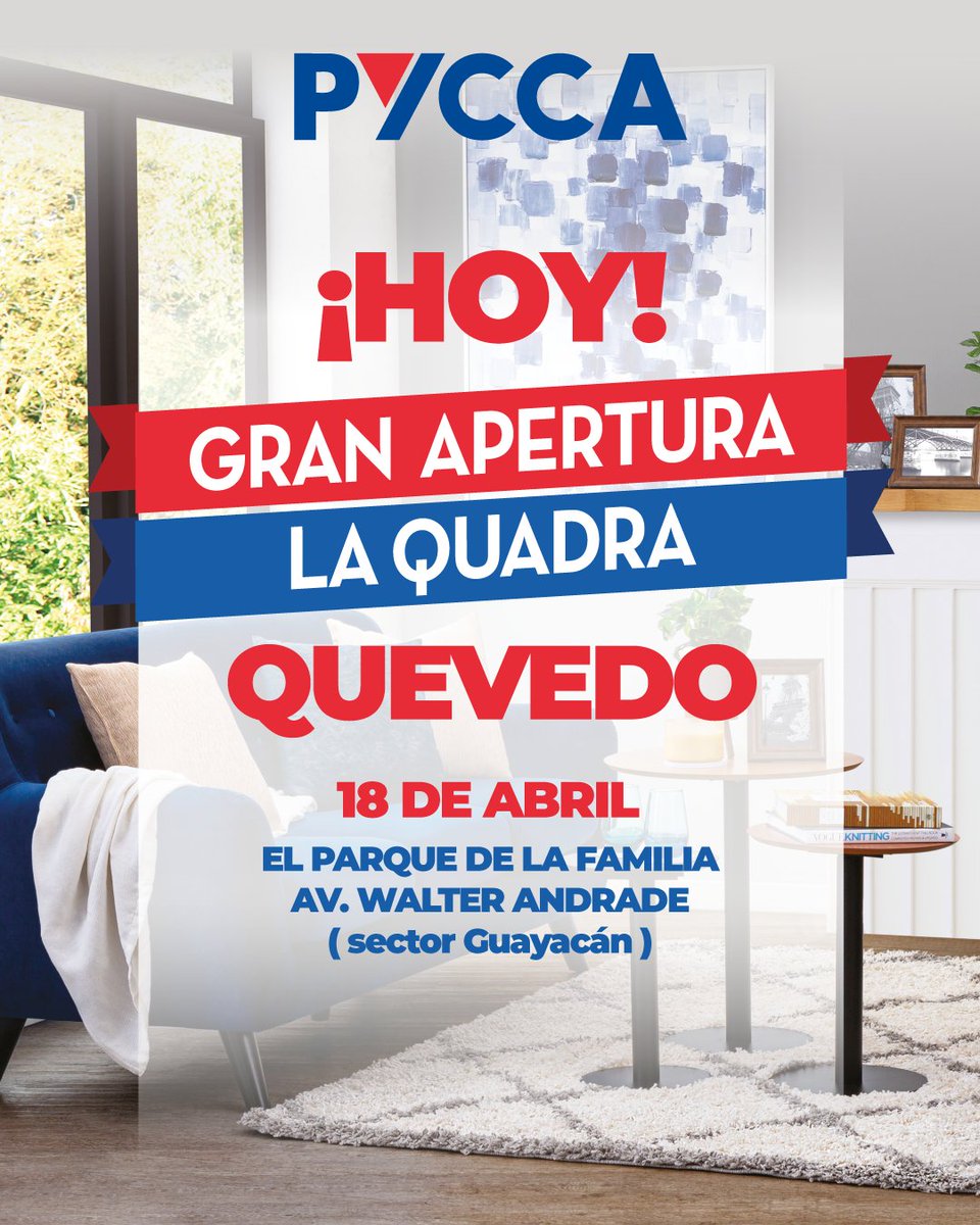 AlmacenesPycca's tweet photo. Llegó el GRAN DÍA, ¡HOLA QUEVEDO!🥳
💥Ven HOY y aprovecha comprando hasta con el 30% off en productos seleccionados, además, con tu #ClubPycca compras ahora y PAGAS DESDE AGOSTO. 💳
Te esperamos en La Quadra Quevedo desde las 10h00 junto a Fybeca. 🕙
#Pycca #Quevedo https://t.co/GCsxAvyQYZ