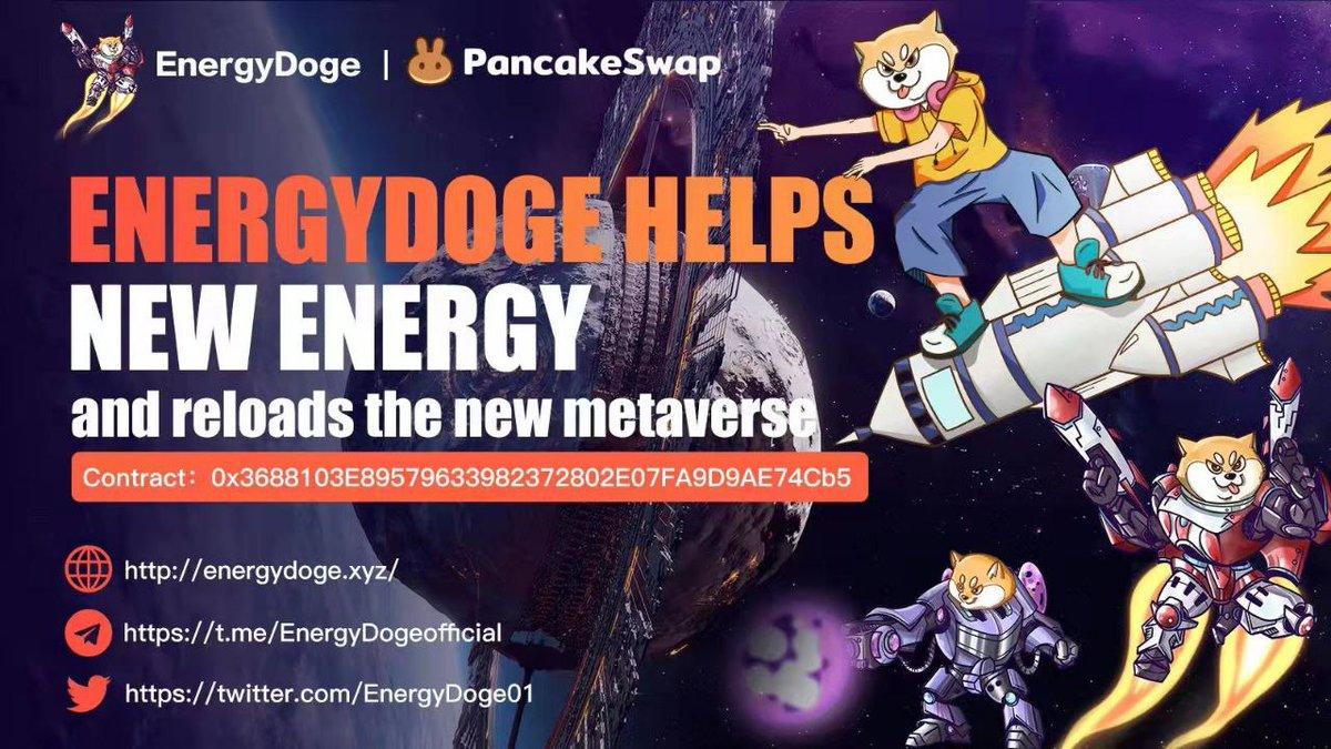 #Airdrop: Energy Doge (ENERGYDOGE)
Reward: 200 ENERGYDOGE
Referral: 20 ENERGYDOGE
Winners: for all users

Airdrop Link: t.me/EnergyDogeAird…

- Follow @EnergyDoge01
- Distribution date: Apr. 20, 2022

Website: energydoge.xyz