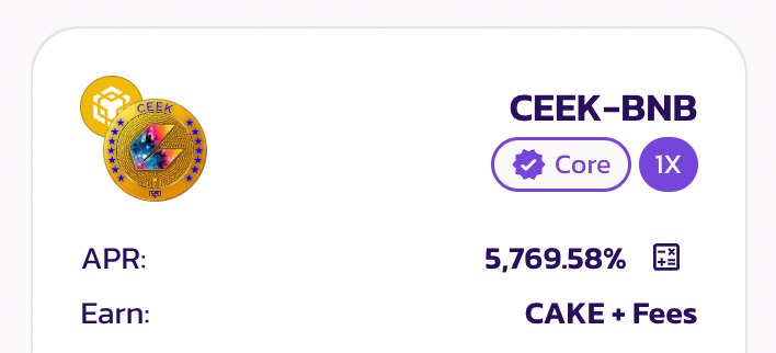 ♾️ <a href="/CEEK/">Ceek</a> is now available on <a href="/PancakeSwap/">PancakeSwap</a> Syrup and Farming Pools

♾️ Stake $CEEK on CEEK/BNB farming pool and receive amazing APR in return

🔽 INFO
pancakeswap.finance/farms
#DeFi #Definews