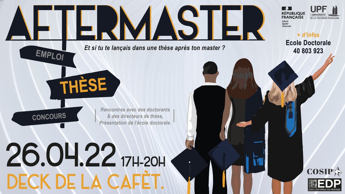 univpf's tweet photo. Et si tu te lançais dans une #thèse après ton #master ? L'Aftermaster te permettra de tout apprendre sur notre école #doctorale.
Rdv ouvert à tout diplômé d'un master, UPF ou pas, #étudiant ou pas... Si tu as un master en poche, on t'attend !
En savoir +
https://t.co/BQtTYnuaWL https://t.co/bixEEONBwI