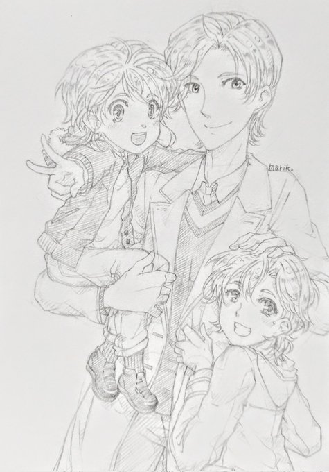 さわやかお父さんと可愛い息子くんたち。
#イラスト #アナログ #落書き #男の子 