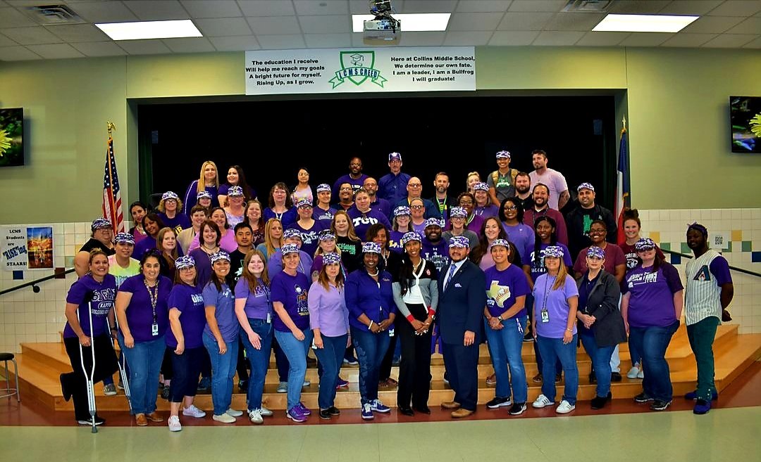 DrBurns5's tweet photo. Today students &amp; staff honored our children of Military  families by Wearing Purple. #LCMS https://t.co/sXV5XRo7Eq