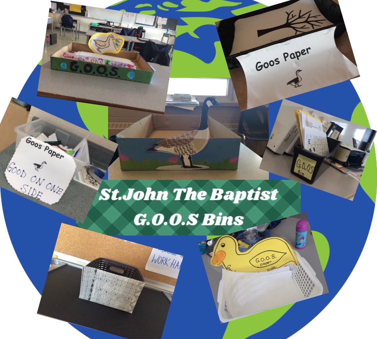 BaptistEcoTeam's tweet photo. Thank you @JBAPT_DPCDSB!! Great job done by all - now all classes have #GOOSPaper bins! Amazing participation by all! https://t.co/BB4vkdquQ5