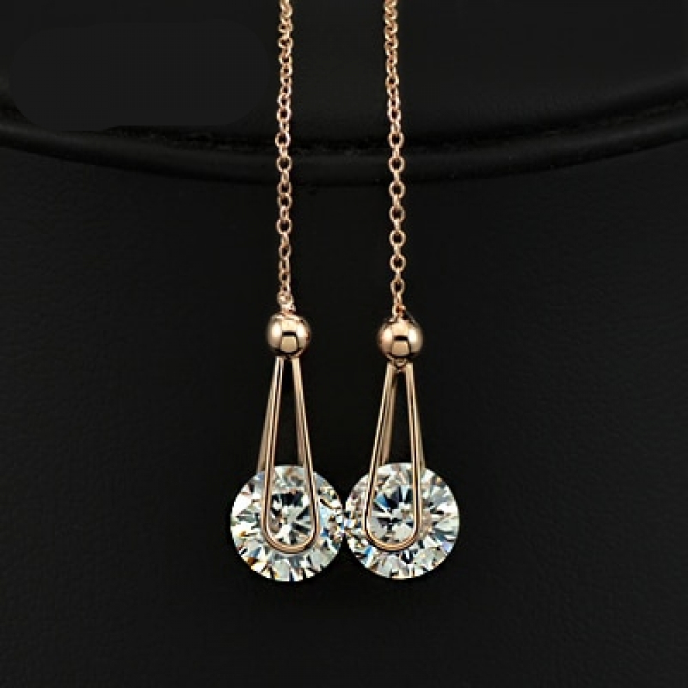 Cubic Zircon Drop Line Long Earrings #beauty