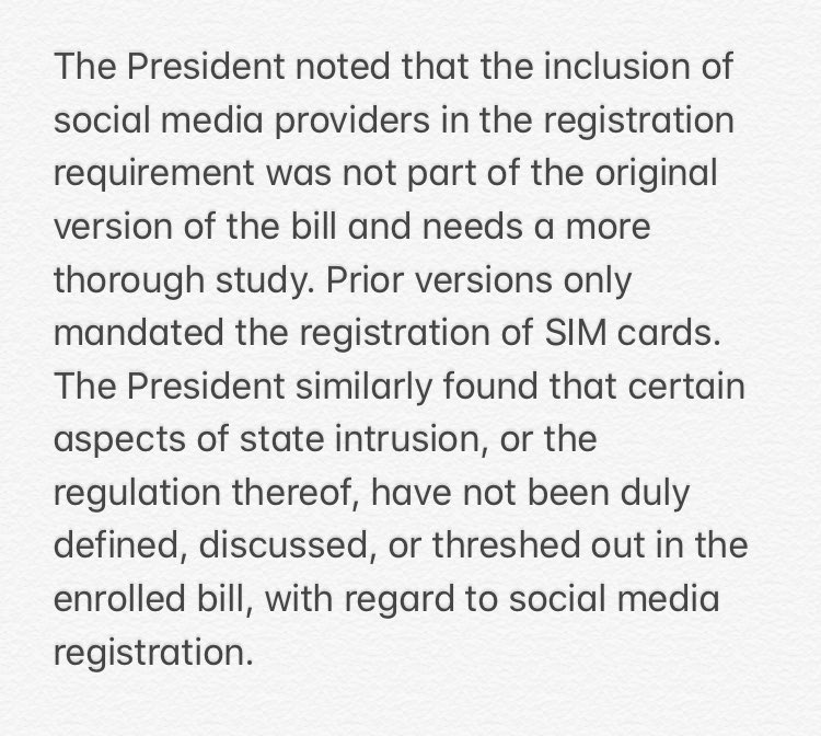 inquirerdotnet's tweet image. JUST IN: President Duterte vetoes proposed SIM Card Registration Act. | @NCorralesINQ