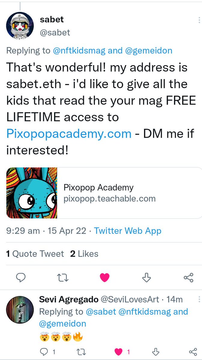 nftkidsmag's tweet photo. #NFTKids read from the top. 1 simple question led to this 😱 😍 always ask, u never know. The magical saga continues! Tk y @sabet ⭐ @gemeidon doing his magic & openin more doors for the kids 😍 his 1st NFT photo auction starts this weekend 😜🙌🏽💜 #nftdreams #docometrue @clubb_q https://t.co/cb2RR1nLC1