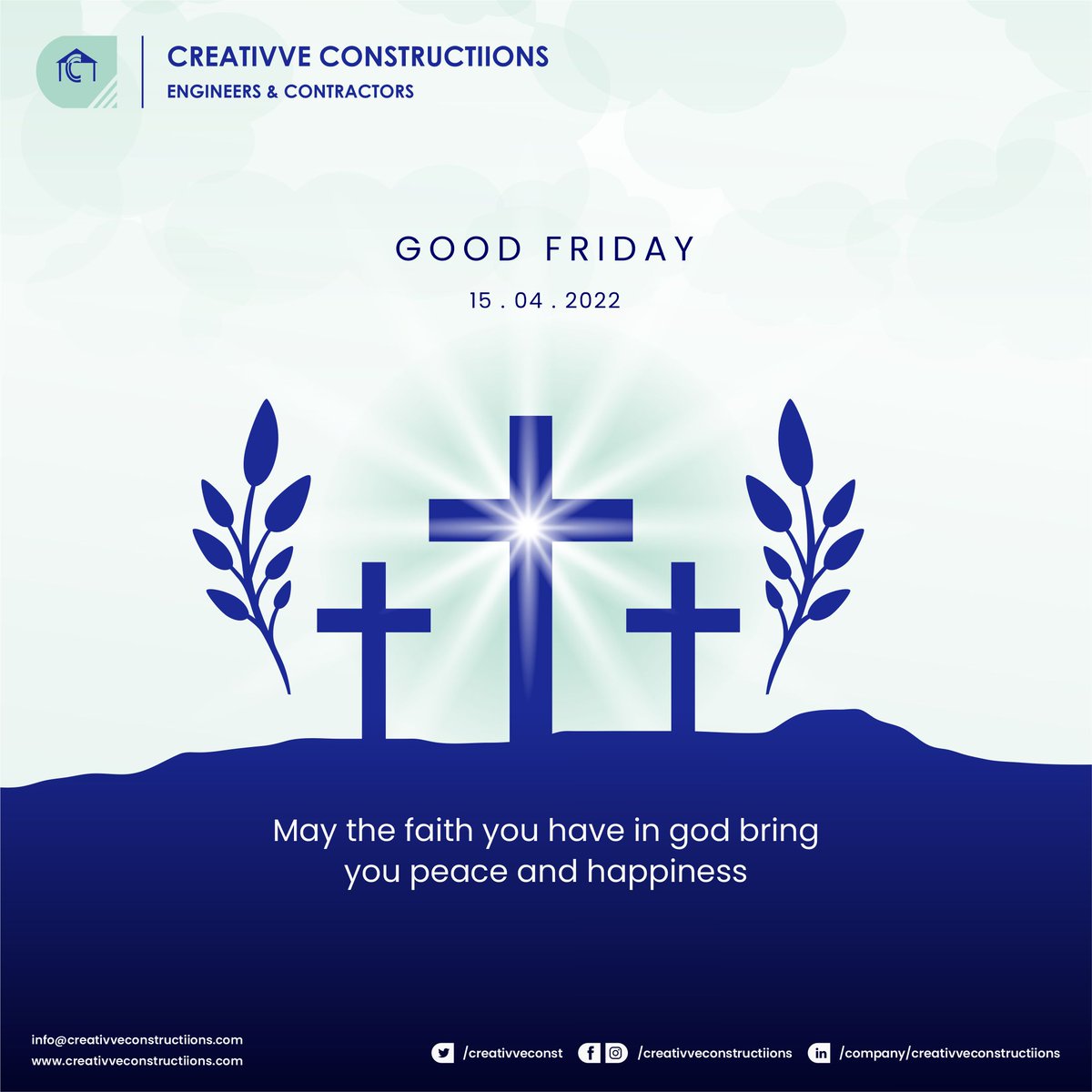 CreativveConst's tweet photo. May the light of the lord guide us towards a brighter and a better future! #CreativveFamily sends it's warm wishes to everyone on this #GoodFriday. 

#goodfriday2022 #jesuschrist #wishes2022 #creativveconstructiions https://t.co/YQdreS5YXZ