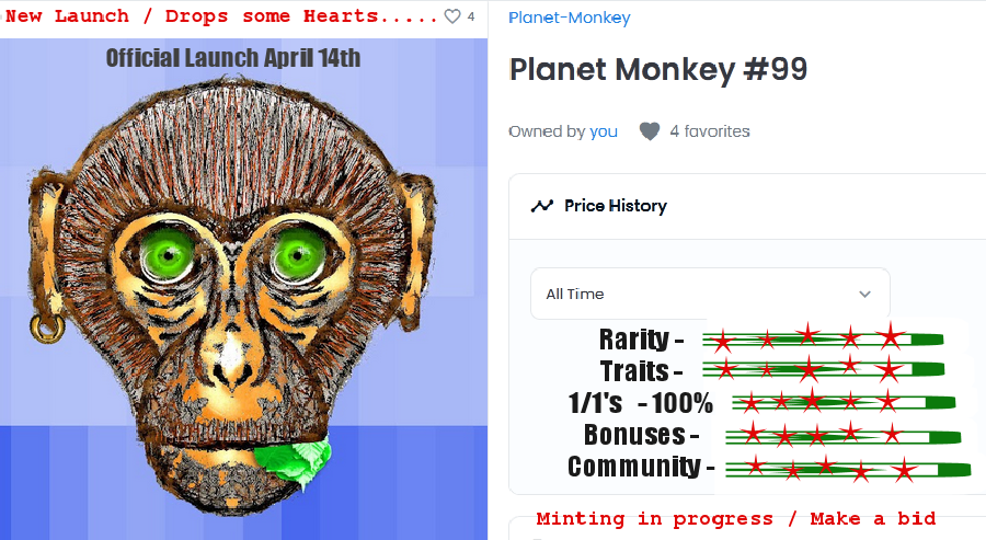 spiritualcrafts's tweet photo. This Collection looks Hot
https://t.co/AED83WNlbJ
Still in Mint &amp; has all the right ingredients
- 1/1
- Properties
- Watching
#OpenSeaNFT @opensea #PlanetMonkey #NFTcollections https://t.co/MksB28VTJ3