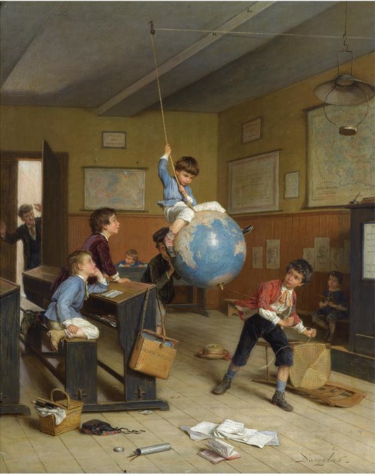 “Le tour du monde” es una obra del pintor francés, especializado en escenas infantiles, André-Henri Dargelas (1828-1906).