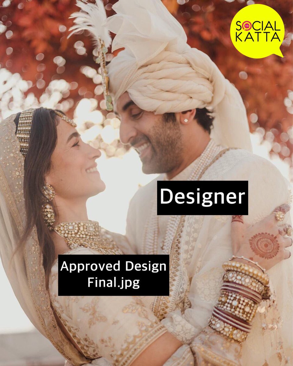 ThesocialKatta's tweet photo. We completely feel you❤️

Sincerely, 
The Designer!

#AliaBhattRanbirKapoorWedding #AgencyLife #socialmediamarketing 

@SproutSocial @Social_Samosa @MadOMarketing https://t.co/gsj2jD1ODk