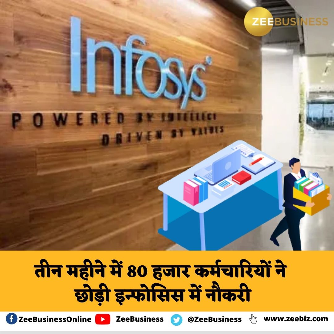 ZeeBusiness's tweet image. आईटी सेक्टर की प्रमुख कंपनी #Infosys से नौकरी छोड़कर जाने वाले एंप्लाइज की संख्या लगातार बढ़ रही है. जनवरी-मार्च 2022 तिमाही में कंपनी के 27.7% कर्मचारी नौकरी छोड़कर चले गए.

#attrition | #workforce | #InformationTechnology