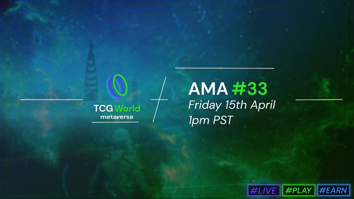 Join us for our weekly AMA as we discuss the latest #TCGWorld news, including a #TCGWorldAlpha Updates 😵

Part 1⃣ News &amp; Updates on YouTube
Part 2⃣ AMA on Telegram VC

See you there! 🥳

Links in bio #TCG2 #MetaverseNFT #TCGDragonCC